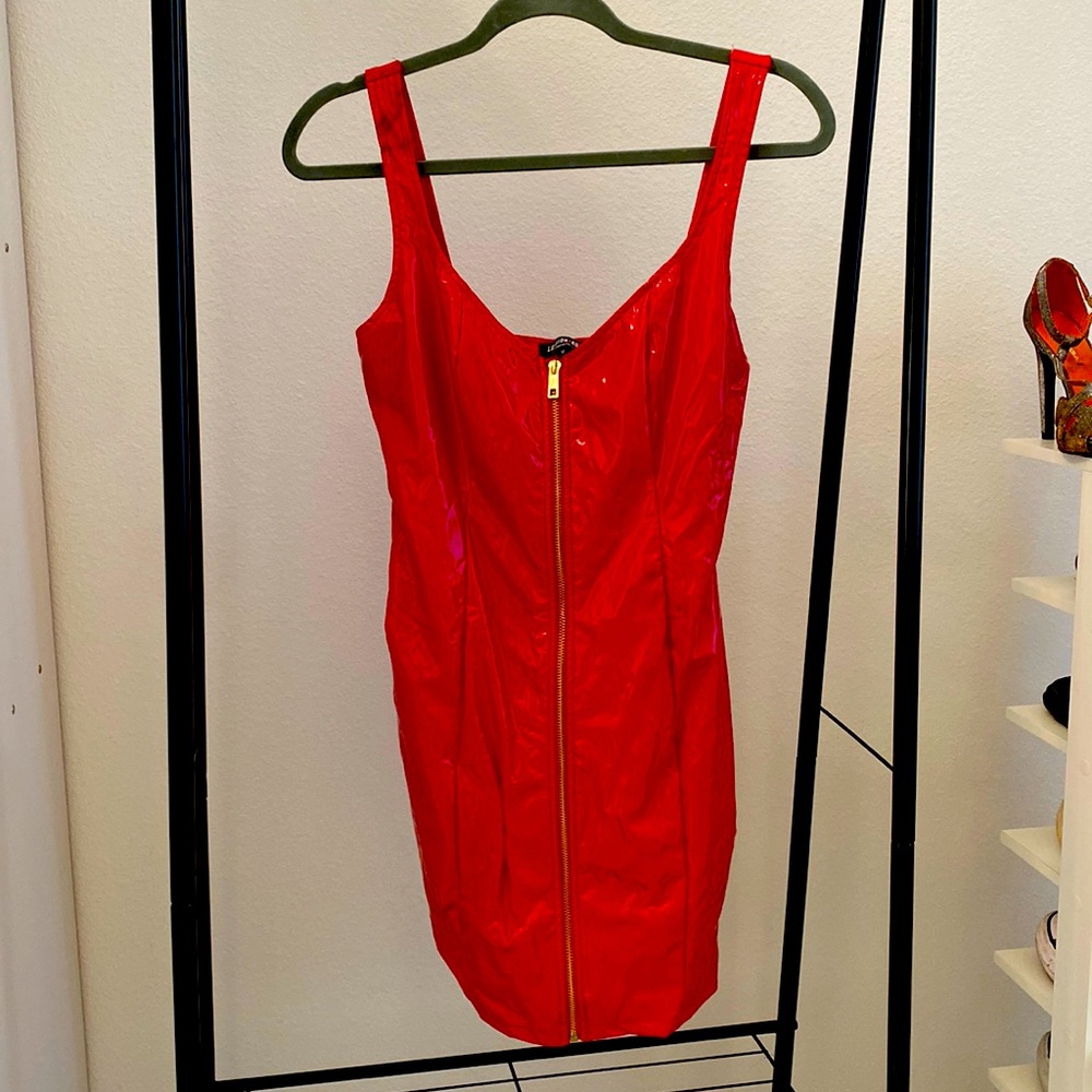 Fashion nova red latex dress